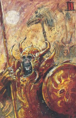 Once again I've used a restricted palette and initially sketchy painting style to evoke the qualities of John Blanche's artwork in my miniatures